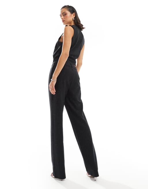 Pantalones negros con raya diplomática de purpurina Mix & Match de PIECES (parte de un conjunto), 3 de 5