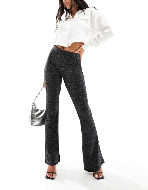 Pantalones negros de campana con acabado de purpurina de Only 