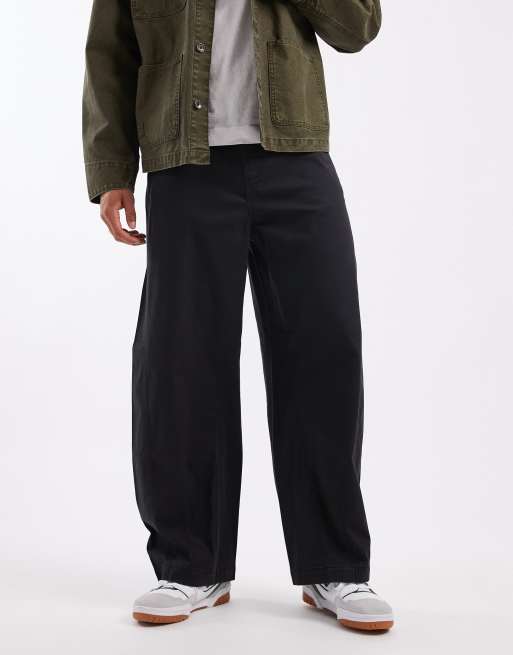 Pantalones negros de corte barrel con detalle de costuras de ASOS DESIGN