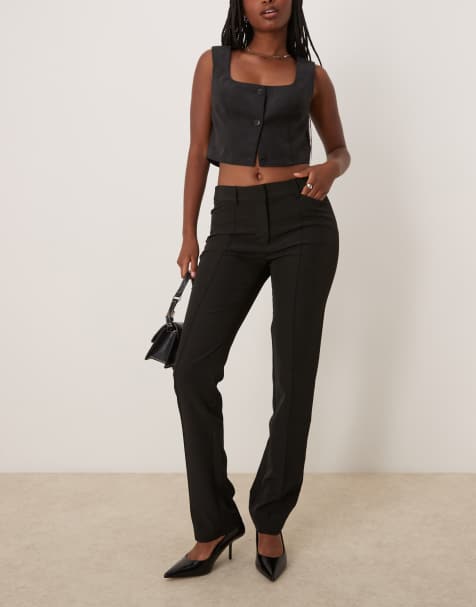 Pantalones negros de corte cigarette con detalle de costuras de Miss Selfridge - view 1
