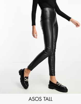 Pantalones negros para mujer, pantalones informales de estilo europeo y  americano, Leggings de costura de piel sintética, ropa de calle elegante de  gran tamaño para mujer - AliExpress