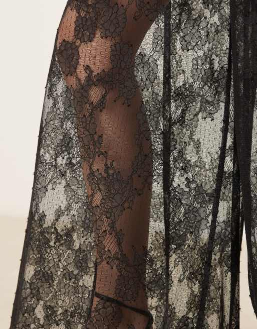Pantalones negros de corte palazzo extremo de encaje Hildie de Bardot (parte de un conjunto), 5 de 5
