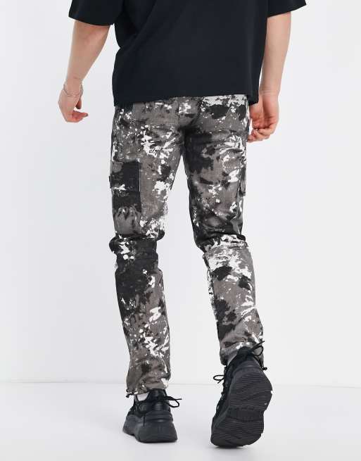 Pantalones negros de corte pitillo con estampado de montaña y bolsillos de Sixth June, 2 de 4