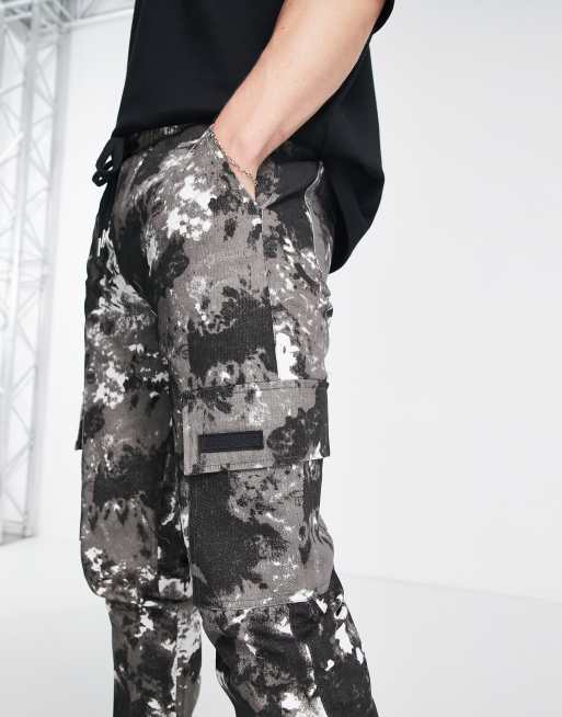 Pantalones negros de corte pitillo con estampado de montaña y bolsillos de Sixth June, 4 de 4