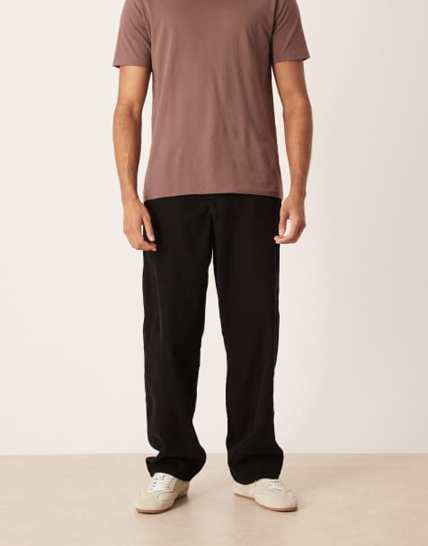 Pantalones negros de corte recto holgado de pana de ASOS DESIGN - view 1