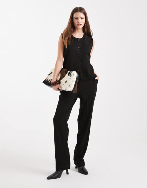 Pantalones negros de corte sartorial recto de Object (parte de un conjunto) - view 1