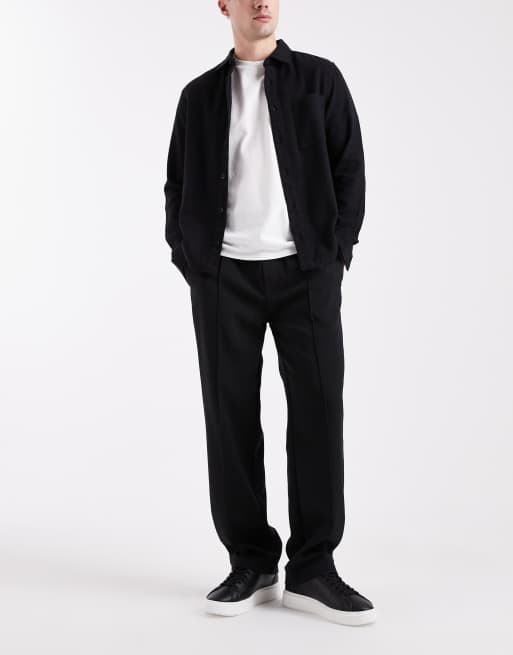 Pantalones negros de corte suelto con jaretas de ONLY & SONS, 2 de 5