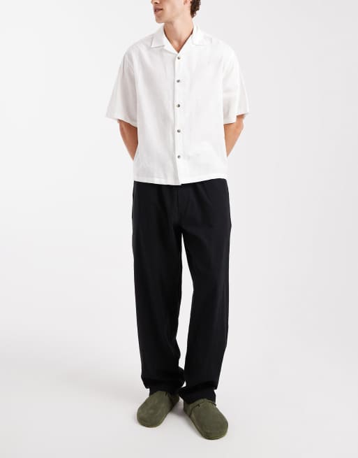 Pantalones negros de corte suelto de mezcla de lino de Jack & Jones, 2 de 5
