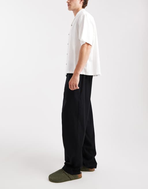 Pantalones negros de corte suelto de mezcla de lino de Jack & Jones, 3 de 5