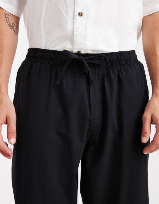 Pantalones negros de corte suelto de mezcla de lino de Jack & Jones, 4 de 5