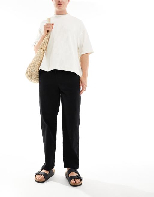 Pantalones negros de corte suelto de mezcla de lino de ONLY & SONS, 2 de 5