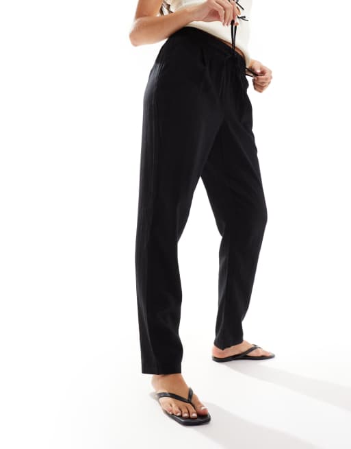Pantalones negros de corte tapered de mezcla de lino de Vero Moda, 3 de 5