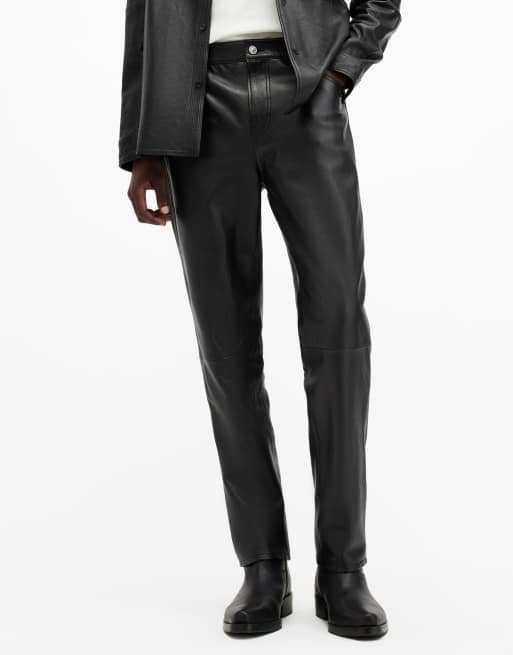 Pantalones negros de cuero Lynch de AllSaints, 2 de 4