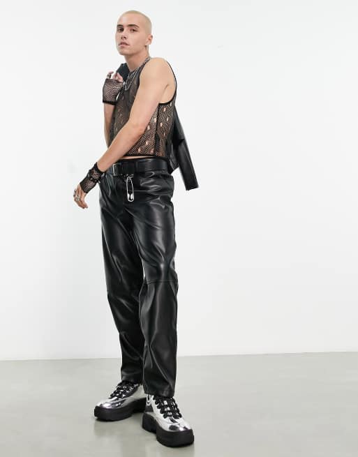 Pantalones negros de cuero sintético de COLLUSION (parte de un conjunto)