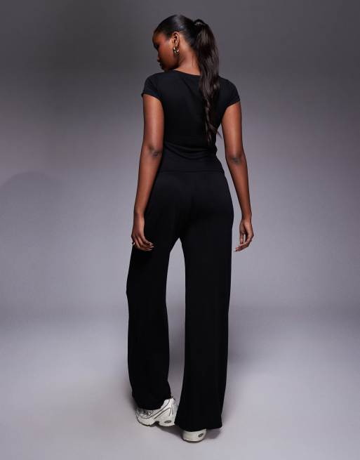 Pantalones negros de pernera ancha con cordón ajustable Gavrielle de Princess Polly (parte de un conjunto), 3 de 5