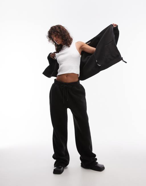 Pantalones negros de pernera ancha de borreguito de Topshop (parte de un conjunto)