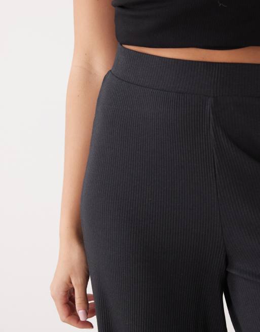 Pantalones negros de pernera ancha de canalé de Noisy May, 5 de 5