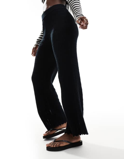 Pantalones negros de pernera ancha de croché de Abercrombie & Fitch