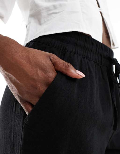 Pantalones negros de pernera ancha de mezcla de lino de JDY (parte de un conjunto), 2 de 5