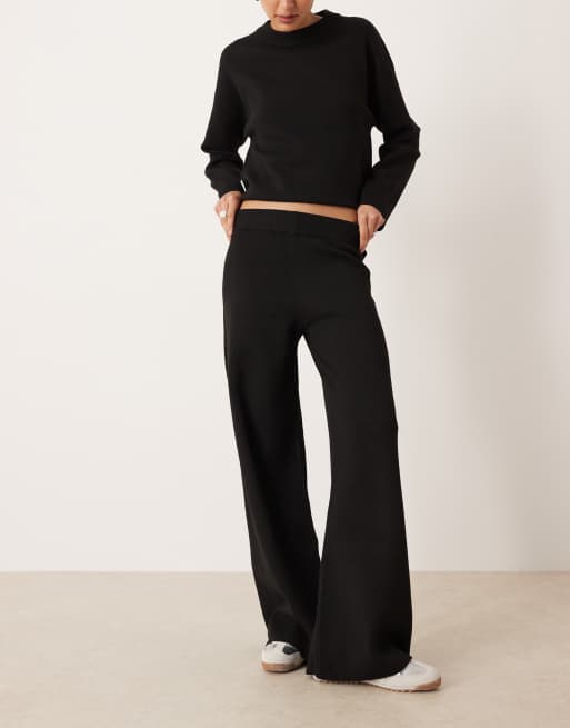 Pantalones negros de pernera ancha de punto de JDY (parte de un conjunto), 4 de 5