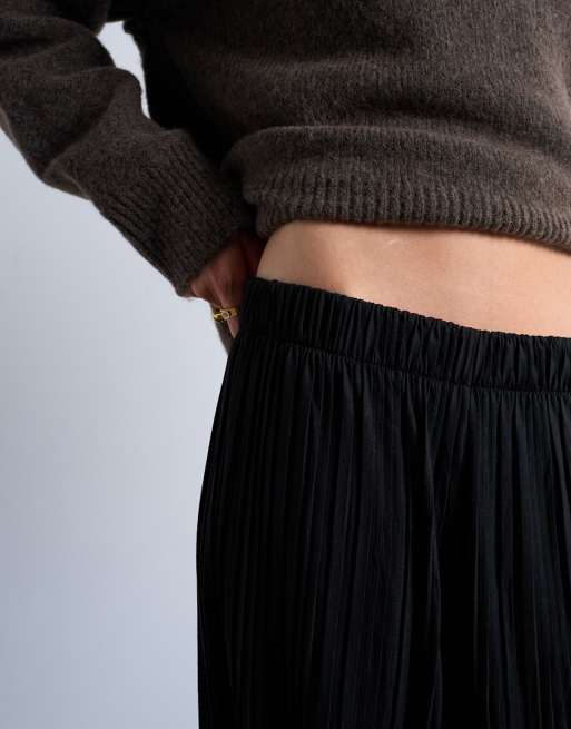 Pantalones negros de pernera ancha de tejido efecto rugoso de Topshop, 4 de 5
