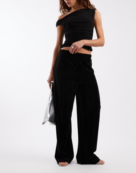 Pantalones negros de pernera ancha sin cierres de terciopelo de ONLY - view 1