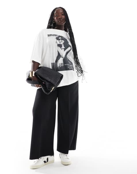 Pantalones negros de pernera ancha sin cierres de Yours - view 1