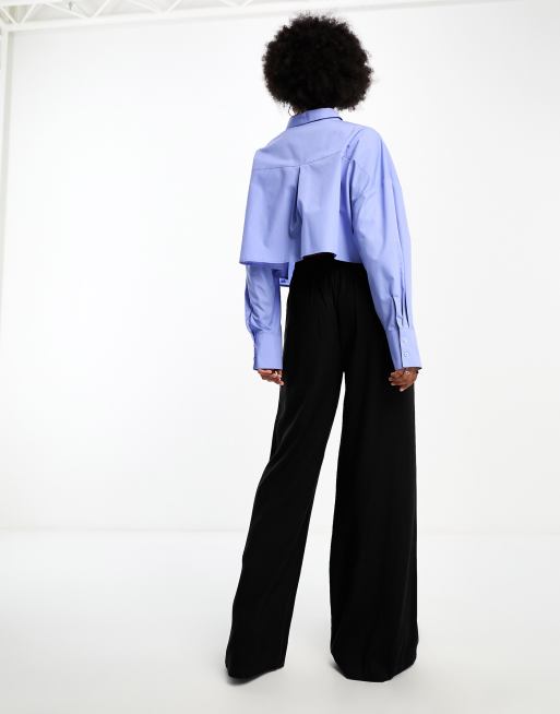Pantalones negros de pernera ancha sin pinzas en la parte delantera de ASOS DESIGN Tall , 2 de 4