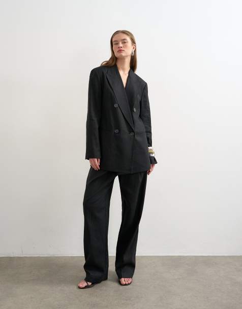 Pantalones negros de pernera barrel de mezcla de lino de Topshop - view 1