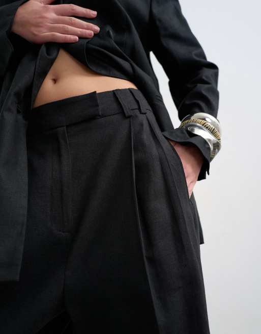 Pantalones negros de pernera barrel de mezcla de lino de Topshop, 3 de 5