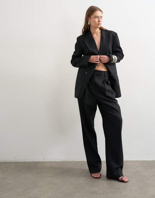 Pantalones negros de pernera barrel de mezcla de lino de Topshop, 4 de 5