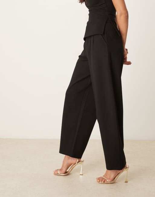 Pantalones negros de pernera barrel de punto roma premium de ASOS DESIGN (parte de un conjunto), 5 de 5