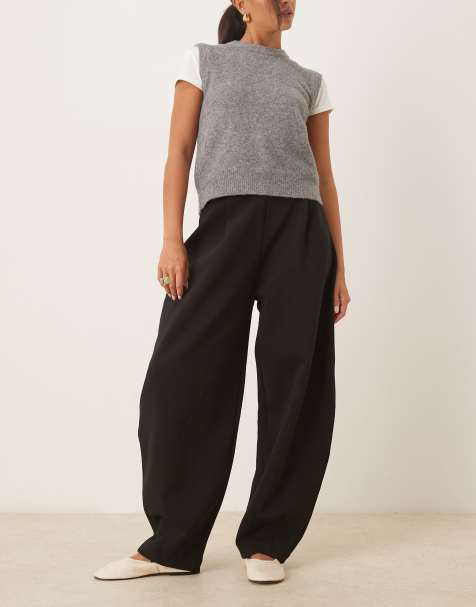 Pantalones negros de pernera barrel estilo herradura de punto interlock de ASOS DESIGN - view 1