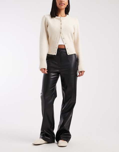 Pantalones negros de pernera recta de cuero sintético de ASOS DESIGN - view 1