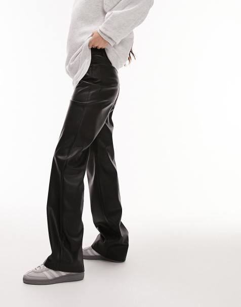 Pantalones negros de pernera recta de cuero sintético de Topshop - view 1