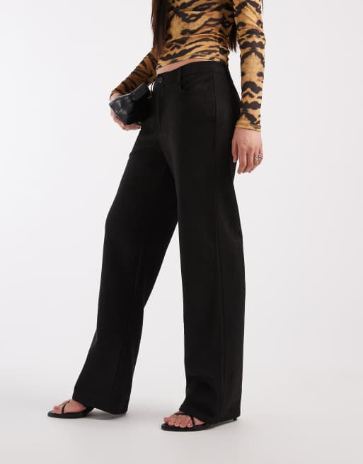 Pantalones negros de pernera recta y talle alto de cuero sintético de ONLY, 2 de 5