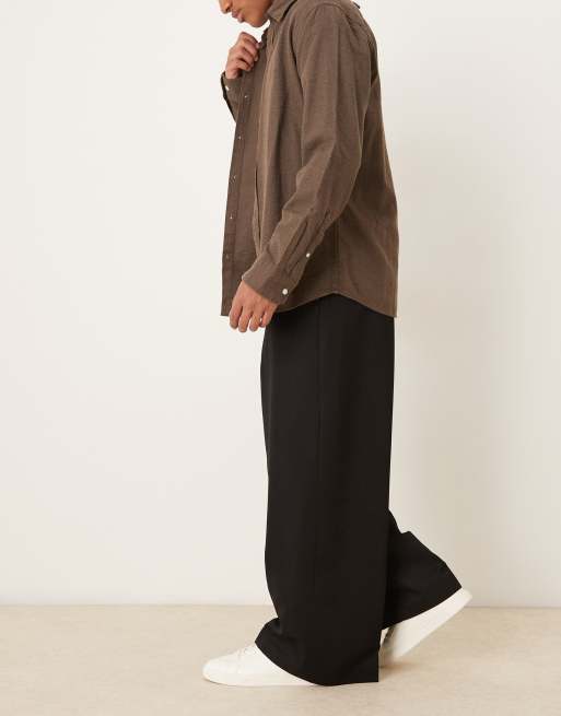 Pantalones negros de pernera suelta con cinturilla elástica parcial de ASOS DESIGN, 3 de 5