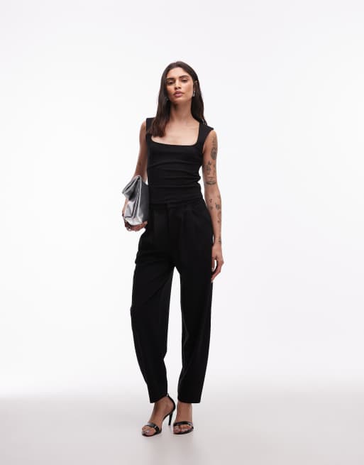 Pantalones negros de pernera tipo harén de punto roma de ASOS DESIGN (parte de un conjunto)