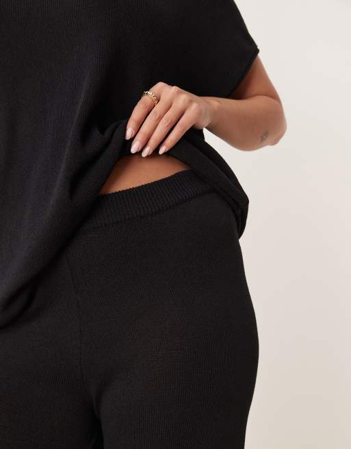 Pantalones negros de punto flameado de ASOS DESIGN Curve (parte de un conjunto), 3 de 5