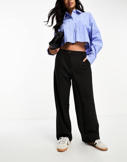 Pantalones negros de sastre de pernera ancha de Miss Selfridge Petite, 4 de 4