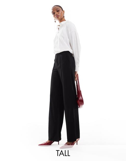 Pantalones negros de talle alto con detalle de costura en la parte delantera de JDY Tall