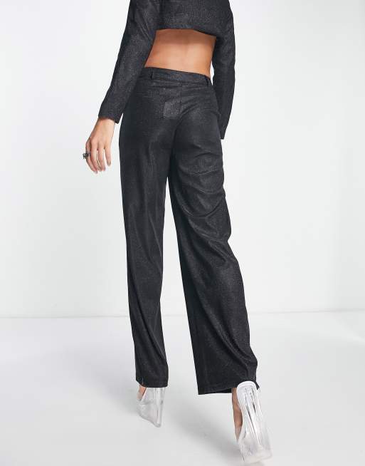 Pantalones negros efecto purpurina de pernera ancha de Public Desire (parte de un conjunto) , 4 de 4