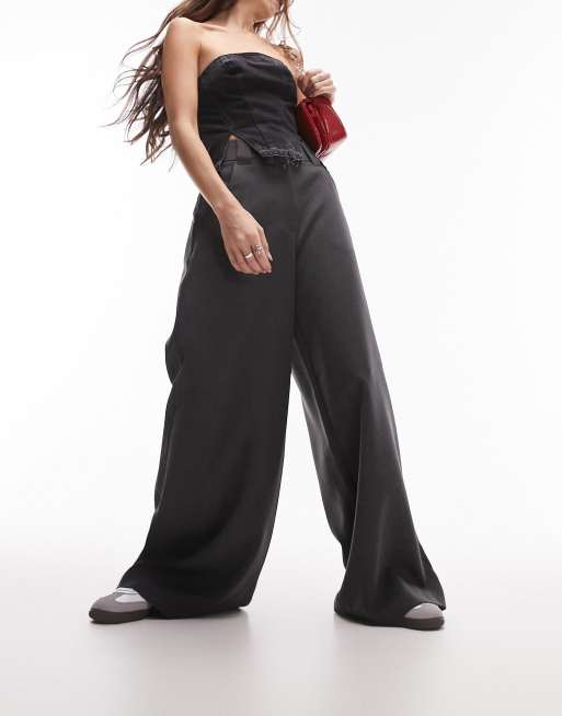 Pantalones negros extralargos de talle alto de Topshop FhyzicsShops