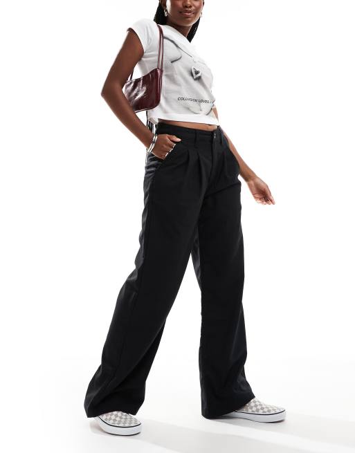 Pantalones negros holgados con pinzas Alder de Vans