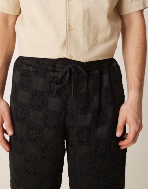 Pantalones negros holgados de croché premium de ASOS DESIGN (parte de un conjunto), 4 de 5