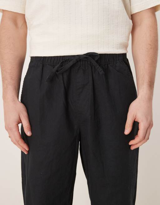 Pantalones negros holgados de mezcla de lino de ASOS DESIGN, 2 de 5