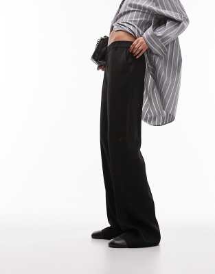 Pantalones negros holgados de pernera ancha y corte sartorial de Topshop - view 1