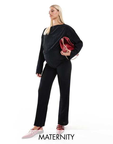 Pantalones negros plisados de pernera ancha de Mamalicious Maternity (parte de un conjunto) - view 1