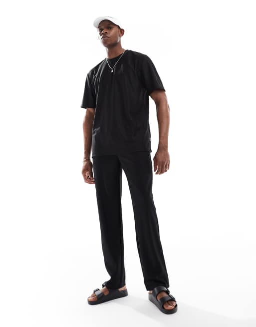Pantalones negros plisados sueltos de ONLY & SONS (parte de un conjunto)