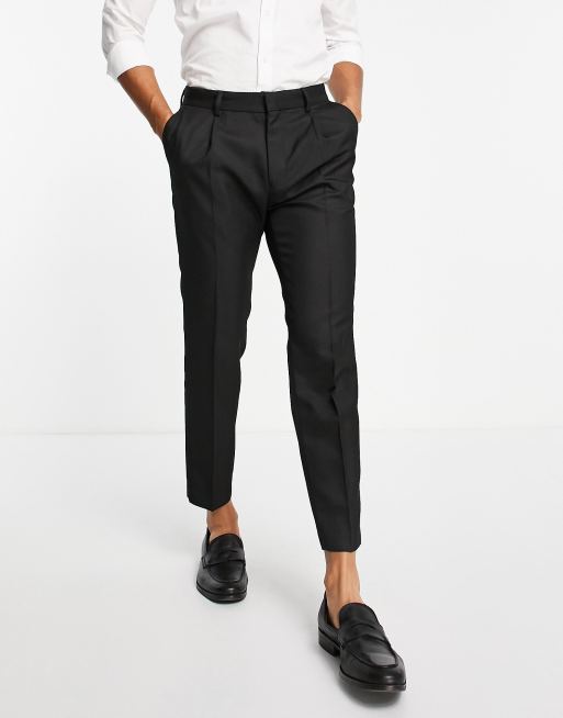 Pantalones negros tapered de sarga de Topman